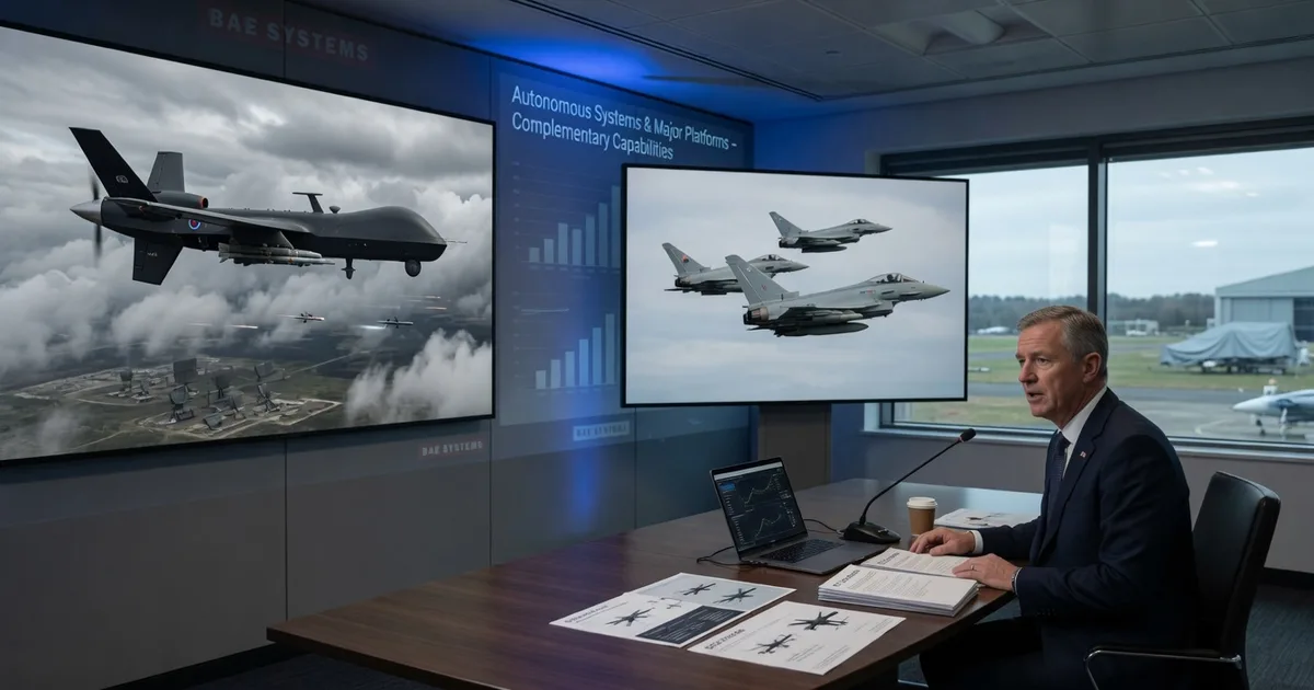 BAE Systems CEO says autonomous combat aircraft and low-cost drones will complement major platforms and support long-term growth